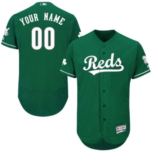 Custom Cincinnati Reds Green Celtic Flexbase Collection Jersey