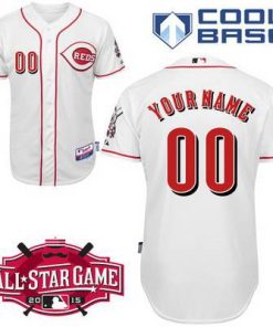 Custom Cincinnati Reds Personalized Home Jersey With 2015 All-star Patch