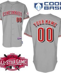 Custom Cincinnati Reds Personalized Road Jersey With 2015 All-star Patch