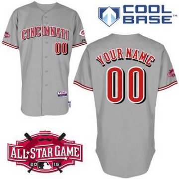 Custom Cincinnati Reds Personalized Road Jersey With 2015 All-star Patch