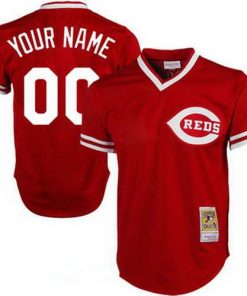 Custom Cincinnati Reds Red Mesh Batting Practice Throwback Cooperstown Collection Baseball Jersey
