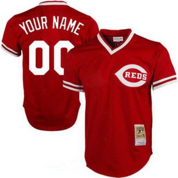 Custom Cincinnati Reds Red Mesh Batting Practice Throwback Cooperstown Collection Baseball Jersey