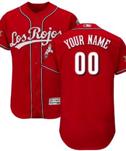 Custom Cincinnati Reds Scarlet Los Rojos Home 150th Anniversary Flexbase Jersey