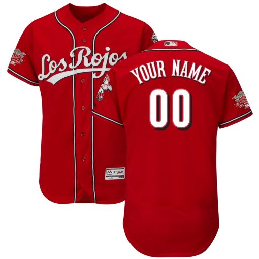 Custom Cincinnati Reds Scarlet Los Rojos Home 150th Anniversary Flexbase Jersey