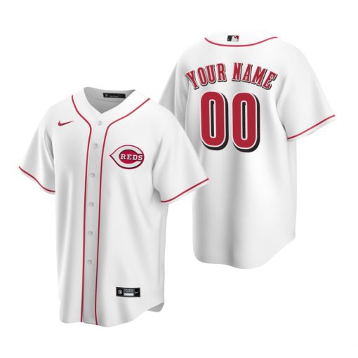 Custom Cincinnati Reds White Cool Base Home Jersey