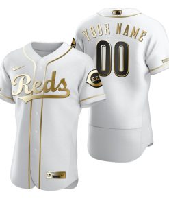 Custom Cincinnati Reds White Flex Base Golden Edition Jersey