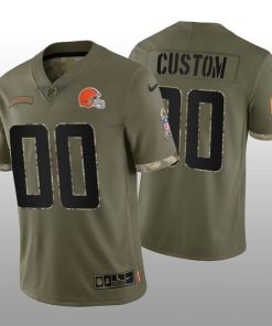 Custom Cleveland Browns Active Player 2022 Olive Salute To Service Limited Stitched Jersey
