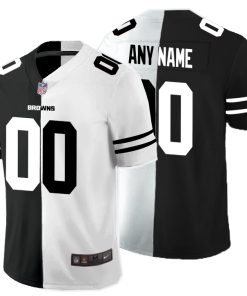 Custom Cleveland Browns Black And White Split Vapor Untouchable Limited Jersey