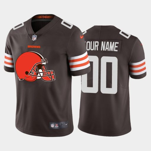 Custom Cleveland Browns Brown Team Big Logo Vapor Untouchable Limited Jersey