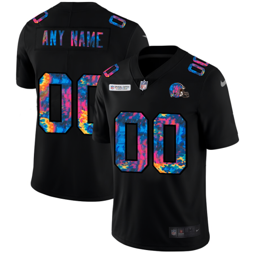 Custom Cleveland Browns Multi Color Black 2020 NFL Crucial Catch Vapor Untouchable Limited Jersey