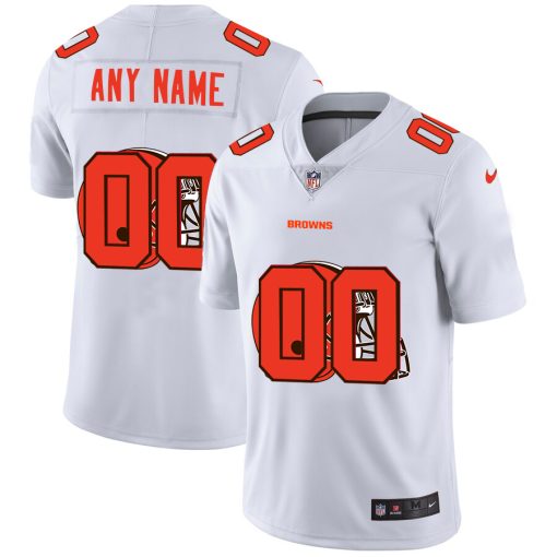 Custom Cleveland Browns White Team Big Logo Vapor Untouchable Limited Jersey