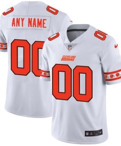 Custom Cleveland Browns White Team Logo Vapor Limited NFL Jersey