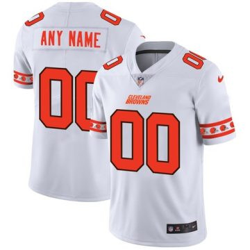 Custom Cleveland Browns White Team Logo Vapor Limited NFL Jersey