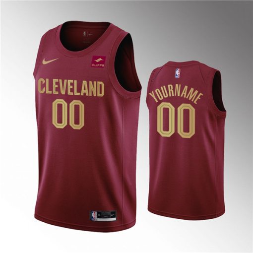 Custom Cleveland Cavaliers Active Player Wine Icon Edition Stitched Basketball Jersey