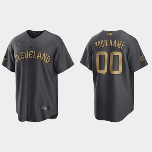 Custom Cleveland Guardians 2022 All-star Game Cool Base Jersey Charcoal