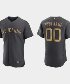 Custom Cleveland Guardians 2022 All-star Game Flex Base Jersey Charcoal