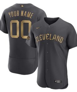 Custom Cleveland Guardians Active Player Charcoal 2022 All Star Flex Base Jersey