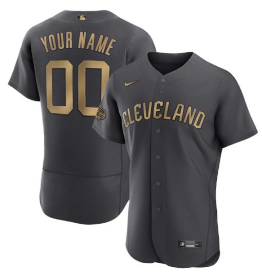 Custom Cleveland Guardians Active Player Charcoal 2022 All Star Flex Base Jersey