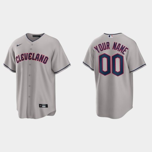 Custom Cleveland Guardians Cool Base Jersey Gray