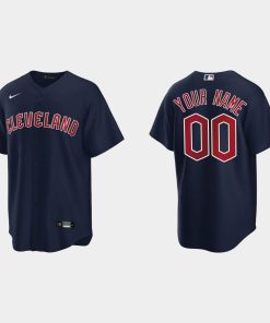Custom Cleveland Guardians Cool Base Jersey Navy