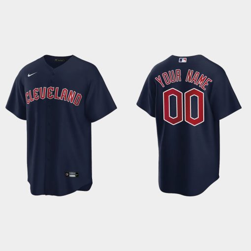 Custom Cleveland Guardians Cool Base Jersey Navy