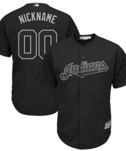 Custom Cleveland Indians 2019 Players' Weekend Cool Base Roster Black Jersey