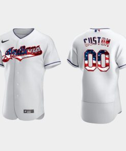 Custom Cleveland Indians 2020 Stars Stripes 4th Of July Jersey White