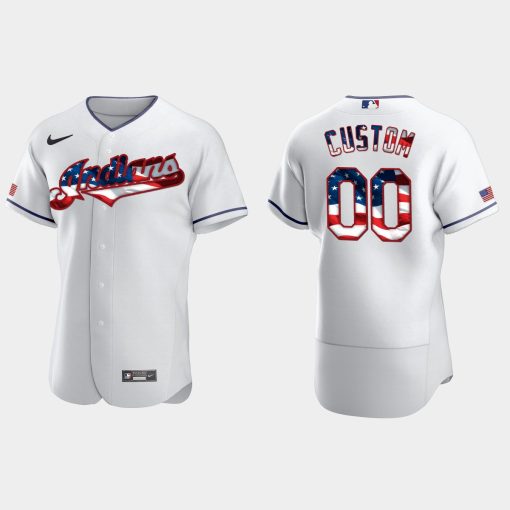 Custom Cleveland Indians 2020 Stars Stripes 4th Of July Jersey White