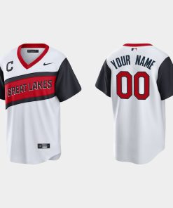 Custom Cleveland Indians 2021 Little League Classic Home Cool Base Jersey White