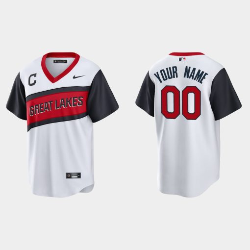 Custom Cleveland Indians 2021 Little League Classic Home Cool Base Jersey White