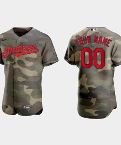Custom Cleveland Indians 2021 National Armed Forces Day Flex Base Jersey Camo
