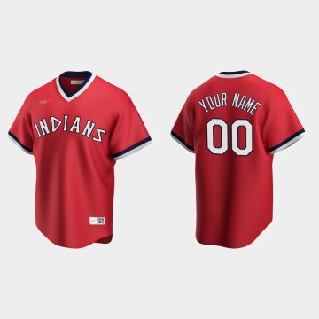 Custom Cleveland Indians Cooperstown Collection Road Jersey Red