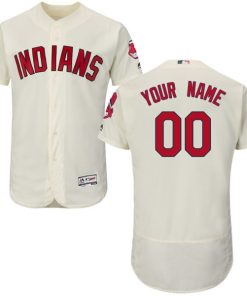 Custom Cleveland Indians Cream Flexbase Collection Jersey