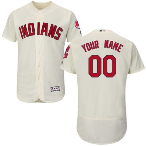 Custom Cleveland Indians Cream Flexbase Collection Jersey