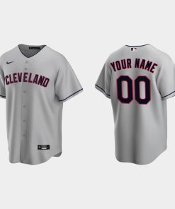 Custom Cleveland Indians Gray Cool Base Road Jersey