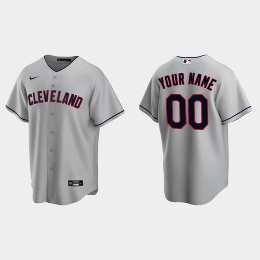 Custom Cleveland Indians Gray Cool Base Road Jersey