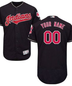 Custom Cleveland Indians Navy Blue Flexbase Collection Jersey