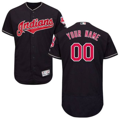 Custom Cleveland Indians Navy Blue Flexbase Collection Jersey