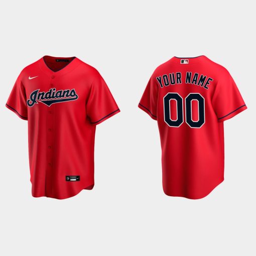 Custom Cleveland Indians Red Cool Base Alternate Jersey