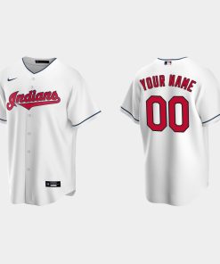 Custom Cleveland Indians White Cool Base Home Jersey