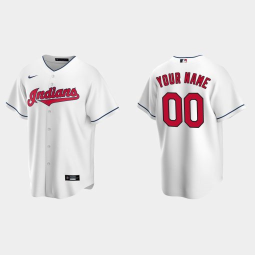 Custom Cleveland Indians White Cool Base Home Jersey