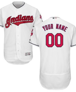 Custom Cleveland Indians White Flexbase Collection Jersey