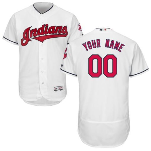 Custom Cleveland Indians White Flexbase Collection Jersey