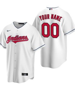 Custom Cleveland Indians White Cool Base Home Jersey