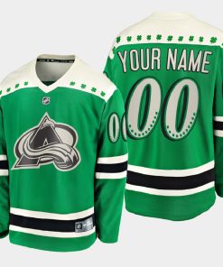 Custom Colorado Avalanche 2021 St Patrick's Day Green Jersey