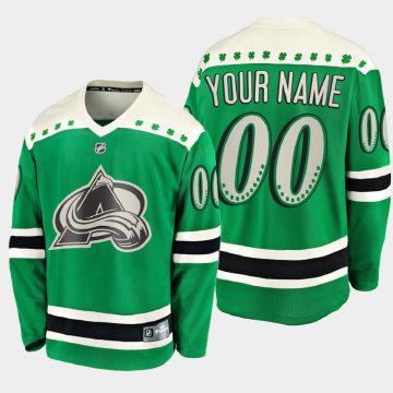 Custom Colorado Avalanche 2021 St Patrick's Day Green Jersey