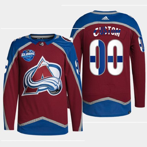 Custom Colorado Avalanche 2022 Global Series Burgundy Finland Edition Jersey