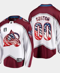 Custom Colorado Avalanche 4th Of July 2022 White Jersey Stars Stripes Flag