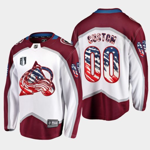 Custom Colorado Avalanche 4th Of July 2022 White Jersey Stars Stripes Flag