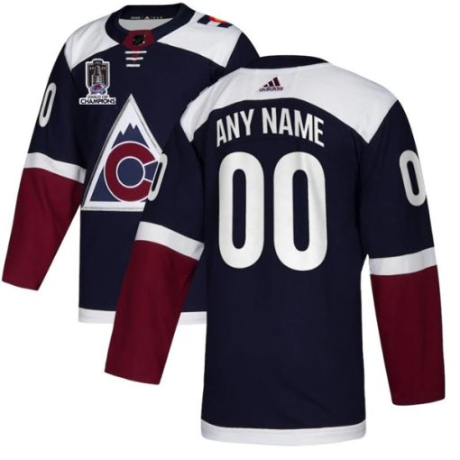 Custom Colorado Avalanche Avtive Player 2022 Navy Stanley Cup Champions Patch Stitched Jersey